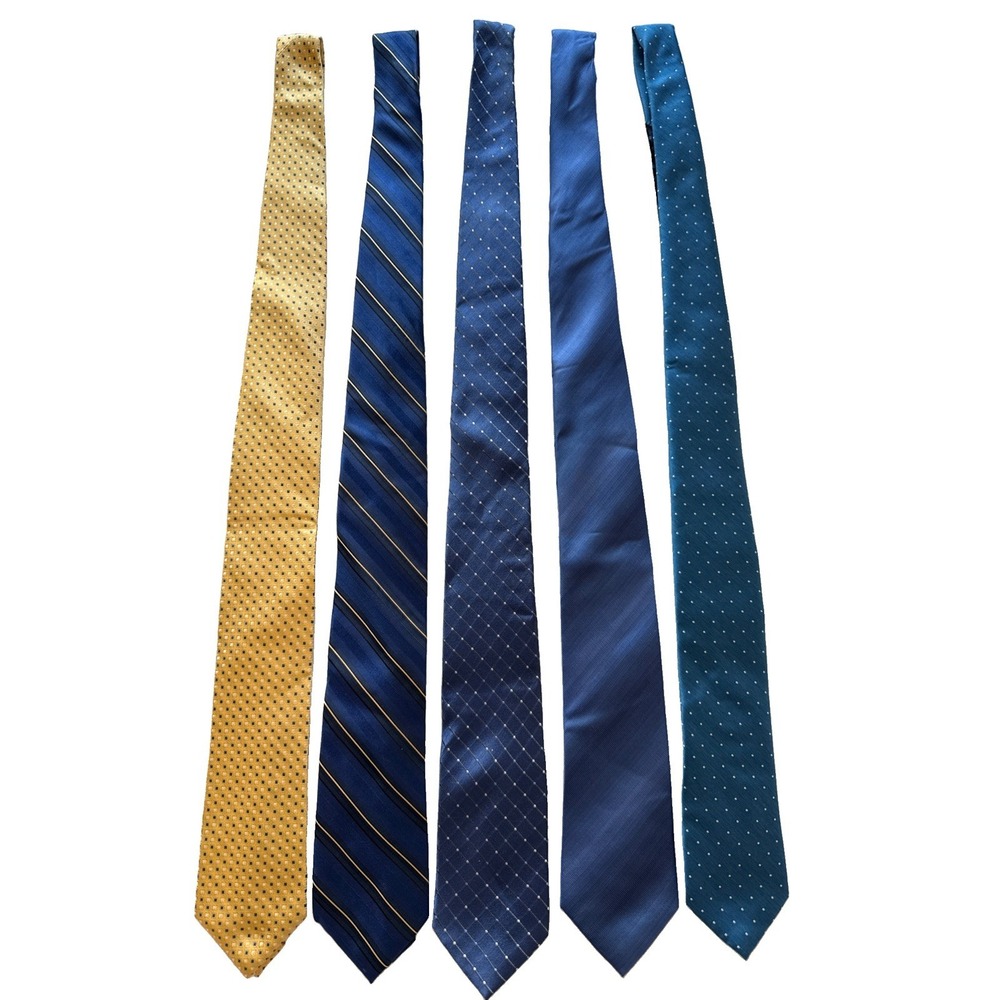 Multi-Brand Mixed Lot Men's Ties | 5-Piece Blue & Yellow Corporate Classic Set
